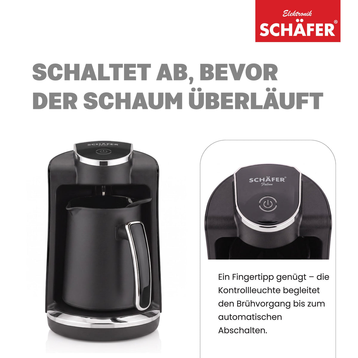 SCHÄFER Mokkakocher 250 ml Schwarz 400 Watt