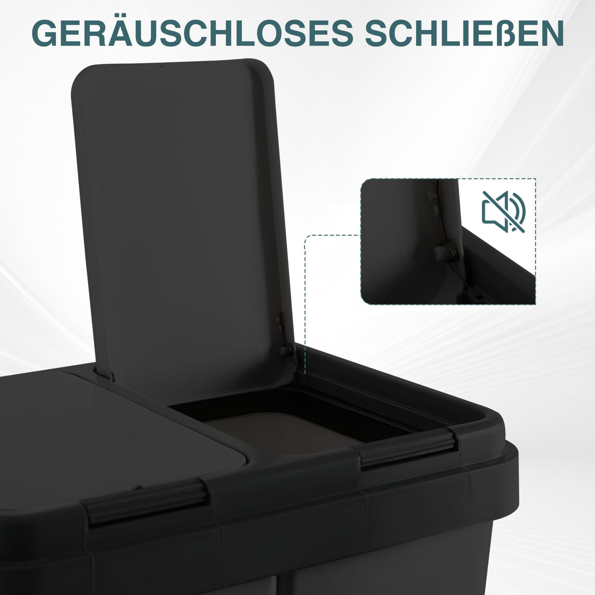 RIBELLI Mülleimer mit 2 Fächern, 2 × 25 l, Schwarz – Ansicht 2
