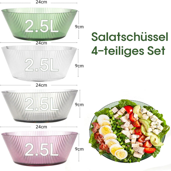 RIBELLI 4er-Set Salatschüsseln Kunststoff 2,5 l Ø 24 cm – Ansicht 4