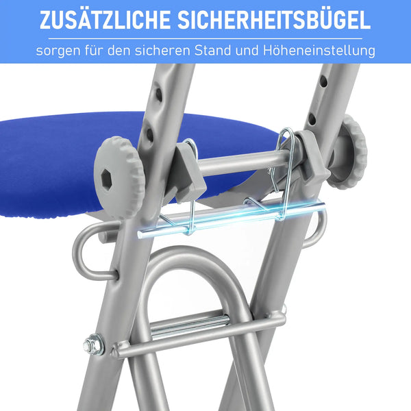RIBELLI Bügelstuhl ergonomisch, klappbar, Blau – Ansicht 4