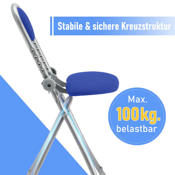RIBELLI Bügelstuhl ergonomisch, klappbar, Blau – Ansicht 5