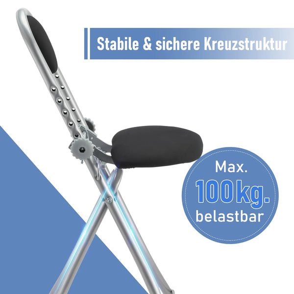 RIBELLI Bügelstuhl ergonomisch, klappbar, Schwarz – Ansicht 3