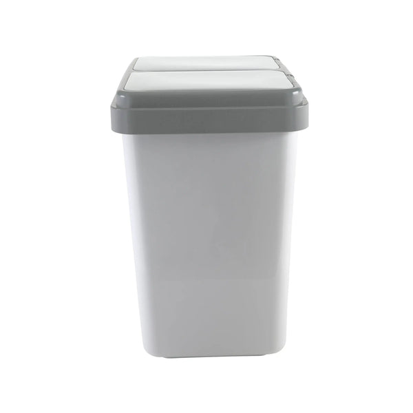 RIBELLI Mülleimer mit 2 Fächern, 2 × 25 l, Weiß mit grauem Deckel – Ansicht 2