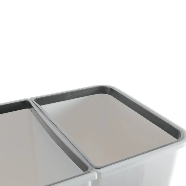 RIBELLI Mülleimer mit 2 Fächern, 2 × 25 l, Weiß mit grauem Deckel – Ansicht 5