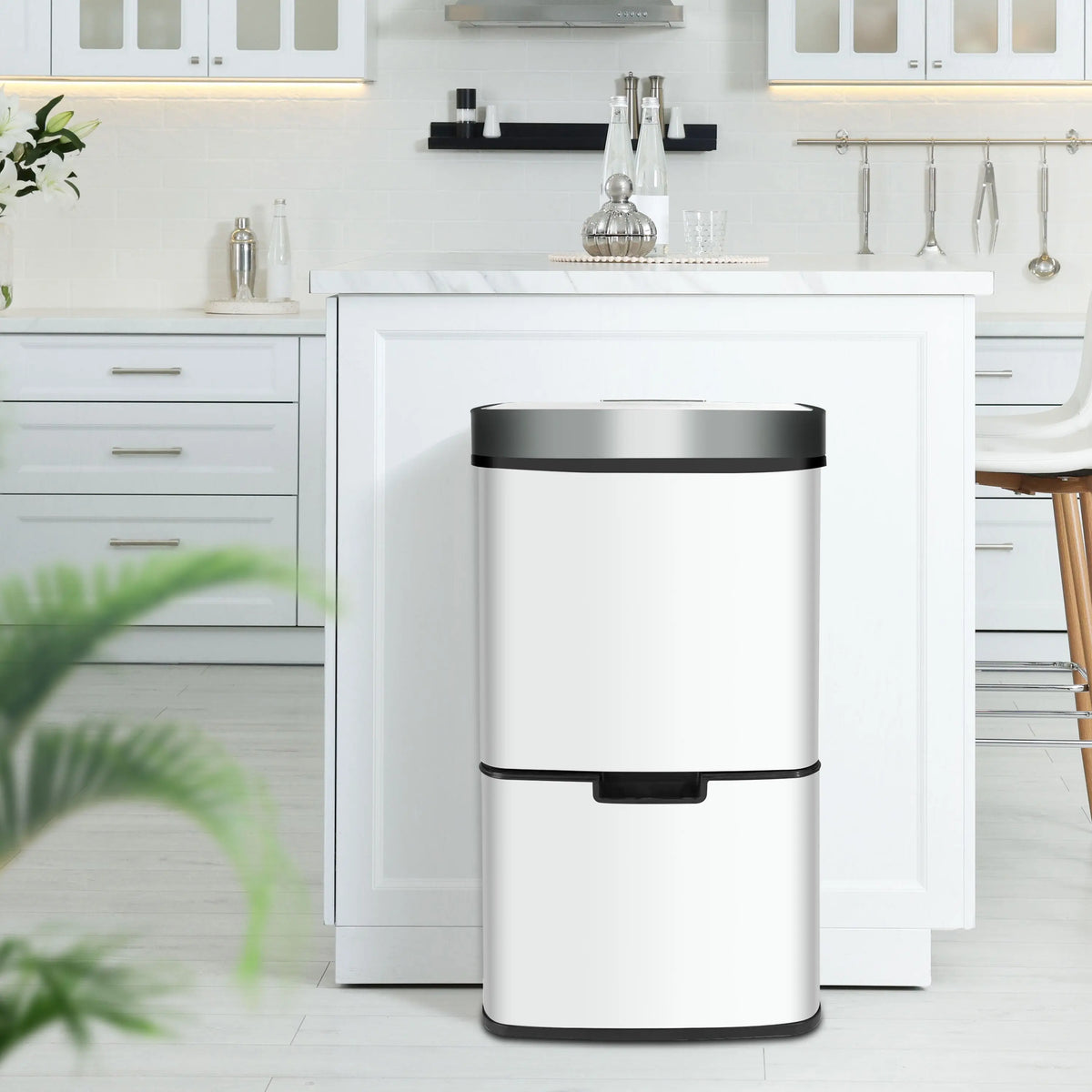 RIBELLI Mülleimer 4 Fächer mit Sensor, 72 l, Edelstahl – Ansicht 17