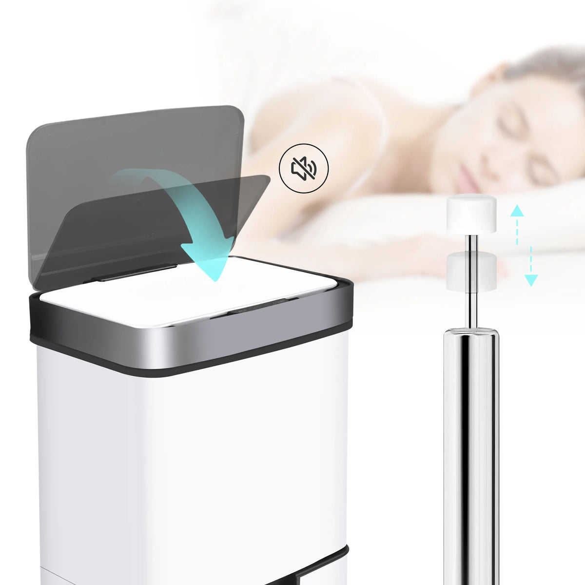 RIBELLI Mülleimer 4 Fächer mit Sensor, 72 l, Edelstahl – Ansicht 20