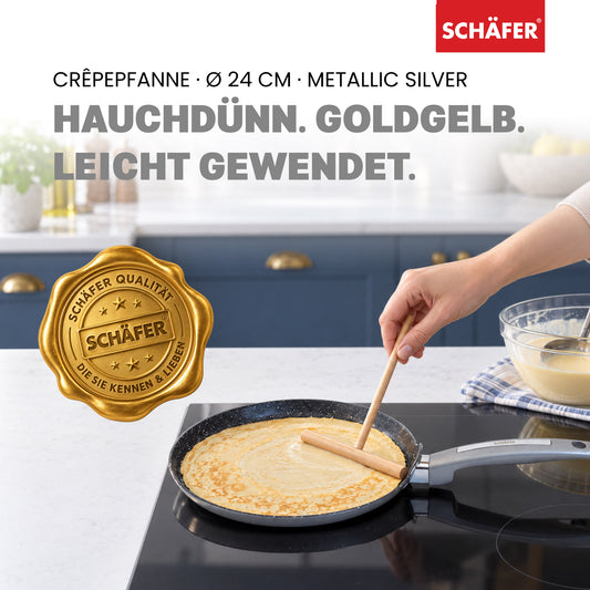 SCHÄFER Crêpepfanne Ø 24 cm Metallic Silver – Antihaftbeschichtung, induktionsgeeignet – Ansicht 2