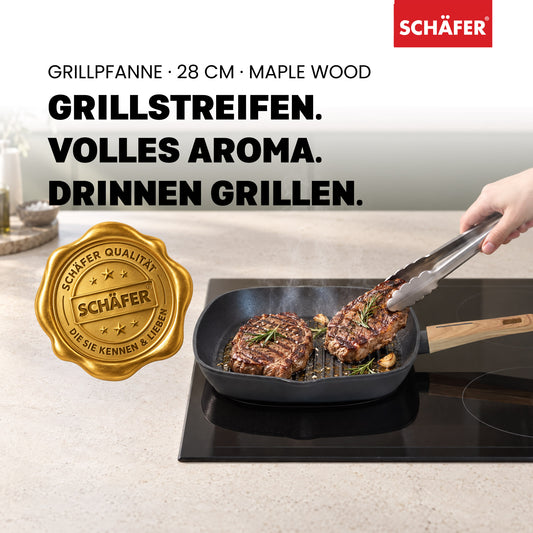 SCHÄFER Grillpfanne 28 × 28 cm Maple Wood – Antihaftbeschichtung, induktionsgeeignet – Ansicht 2