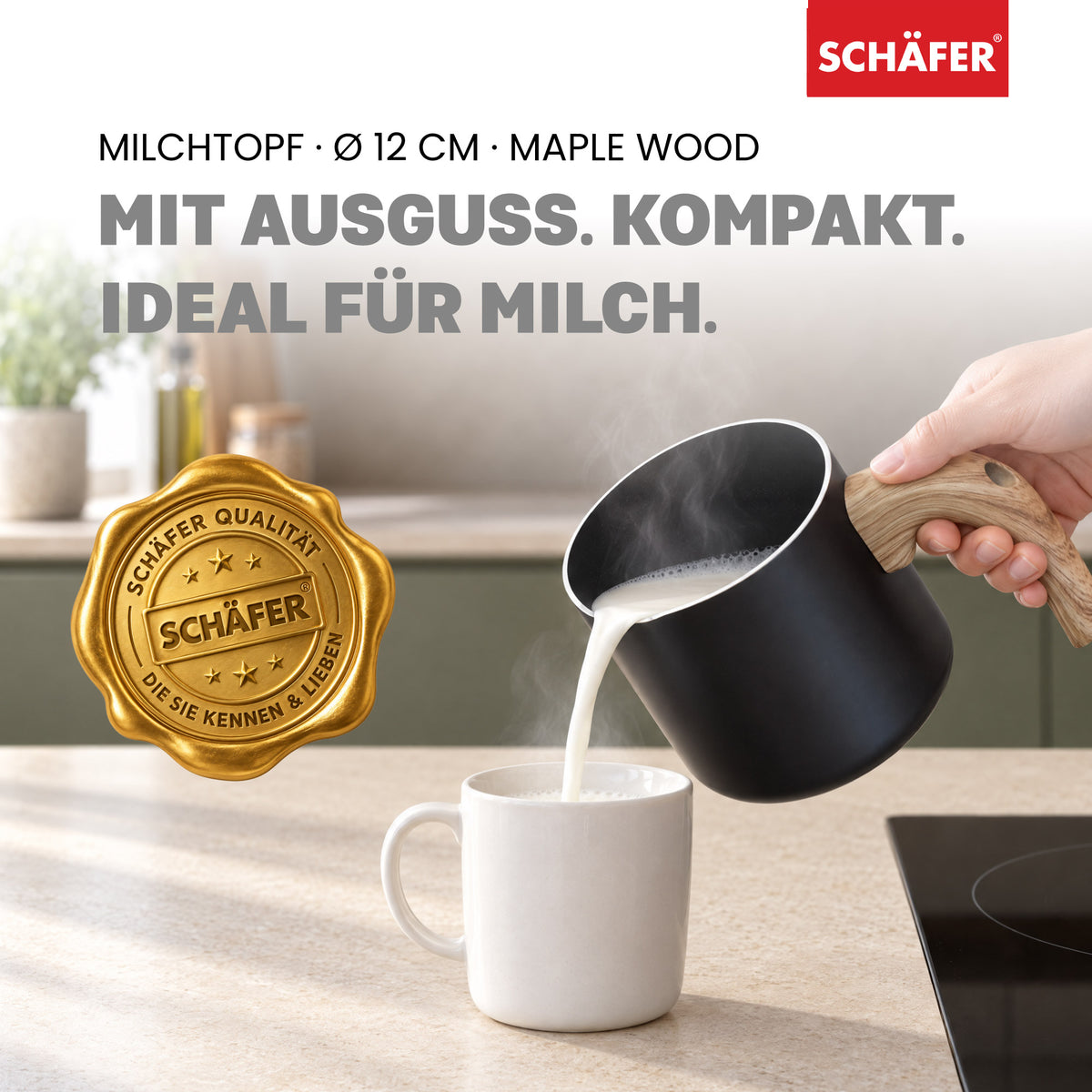 SCHÄFER Milchtopf Ø 14 cm Maple Wood – Antihaftbeschichtung, induktionsgeeignet – Ansicht 2
