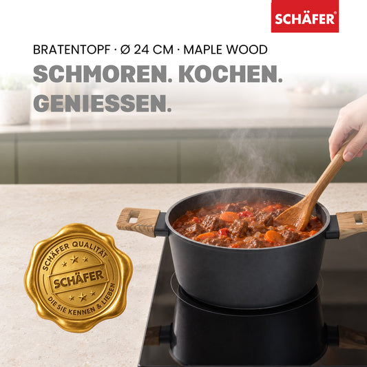 SCHÄFER Bratentopf Ø 24 cm Maple Wood – Antihaftbeschichtung, induktionsgeeignet – Ansicht 2