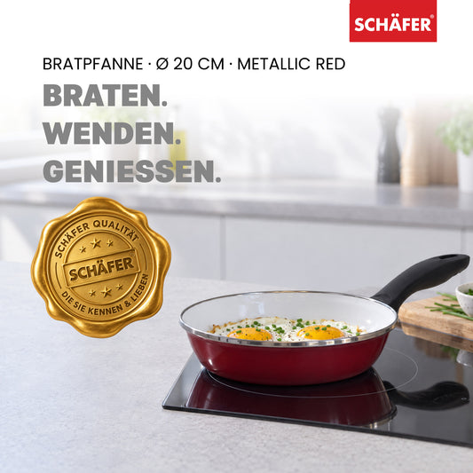 SCHÄFER Emaille Bratpfanne Ø 20 cm Metallic Red – induktionsgeeignet – Ansicht 2