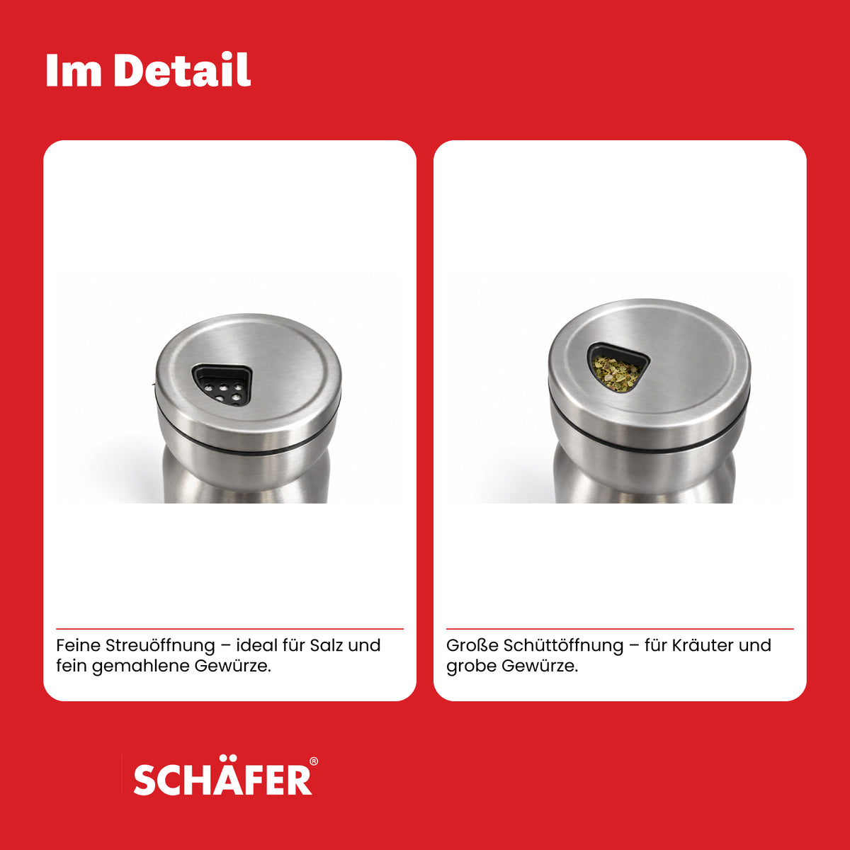 SCHÄFER 7-tlg. Edelstahl Gewürzständer 125 ml – Ansicht 5
