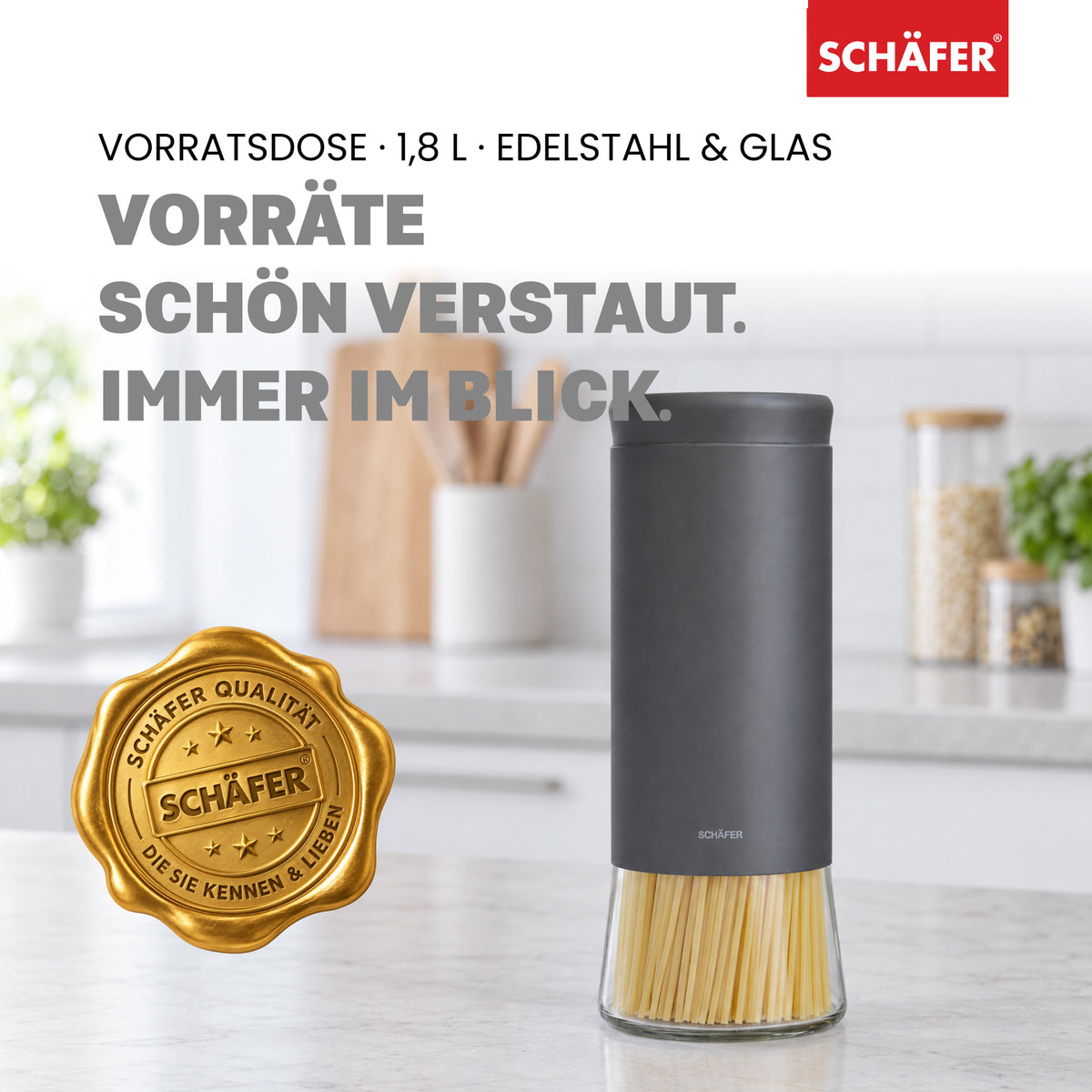 SCHÄFER Vorratsglas 1,8 l Grau – Ansicht 2