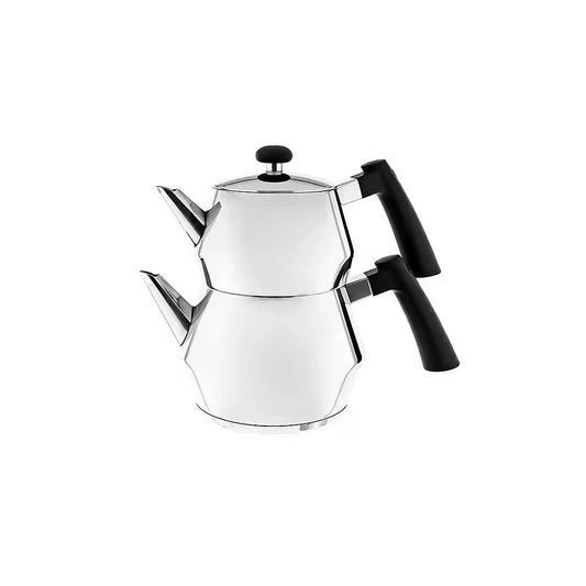 SCHÄFER Edelstahl Teekannen-Set 2 l + 1 l mit Bakelitgriff