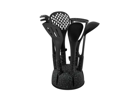 SCHÄFER 7-tlg. Küchenhelfer-Set Marble Black – hitzebeständig bis 180 °C