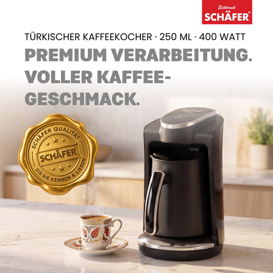 SCHÄFER Mokkakocher 250 ml Schwarz 400 Watt