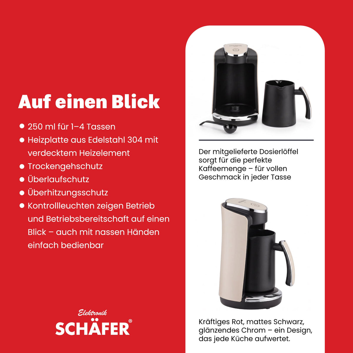 SCHÄFER Mokkakocher 250 ml Beige 400 Watt