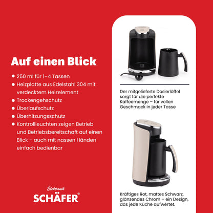 SCHÄFER Mokkakocher 250 ml Beige 400 Watt