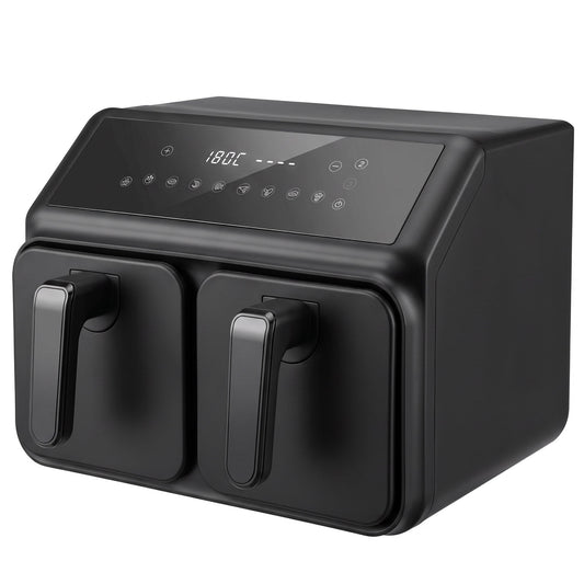 MICHELINO Heißluftfritteuse Doppelkammer 4L+4L – 2200W, Keramik-Antihaft & 2 Zonen