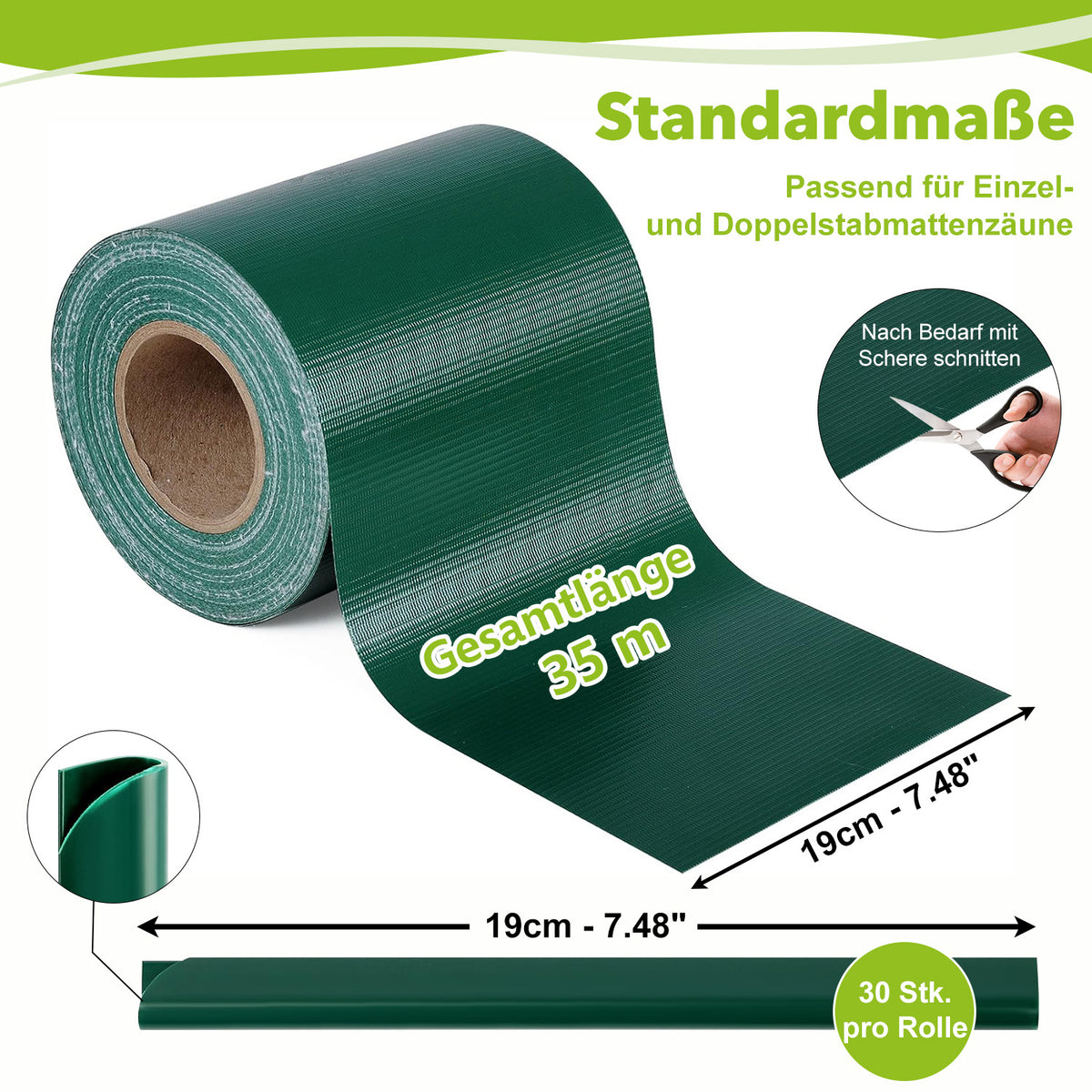 RIBELLI Sichtschutzstreifen 35 m × 19 cm – inkl. 30 Clips – Ansicht 11