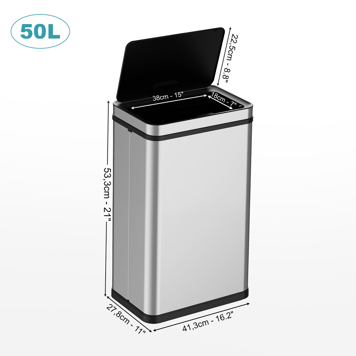 RIBELLI Edelstahl Sensor-Mülleimer – automatisches Öffnen – Ansicht 8