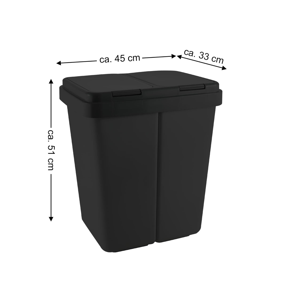 RIBELLI Mülleimer mit 2 Fächern, 2 × 25 l, Schwarz – Ansicht 7