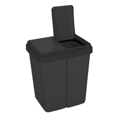 RIBELLI Mülleimer mit 2 Fächern, 2 × 25 l, Schwarz