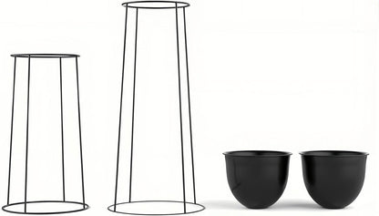 RIBELLI 2er-Set Blumentopf-Ständer mit Übertopf – Metall, rundes Gestell – Ansicht 6