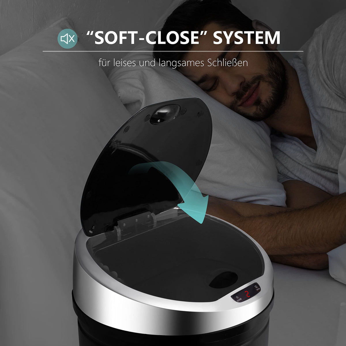 RIBELLI Mülleimer mit Sensor 30 Liter Edelstahl – Ansicht 6