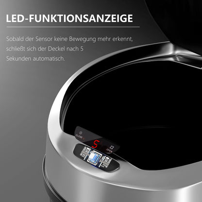 RIBELLI Mülleimer mit Sensor 30 Liter Edelstahl – Ansicht 5