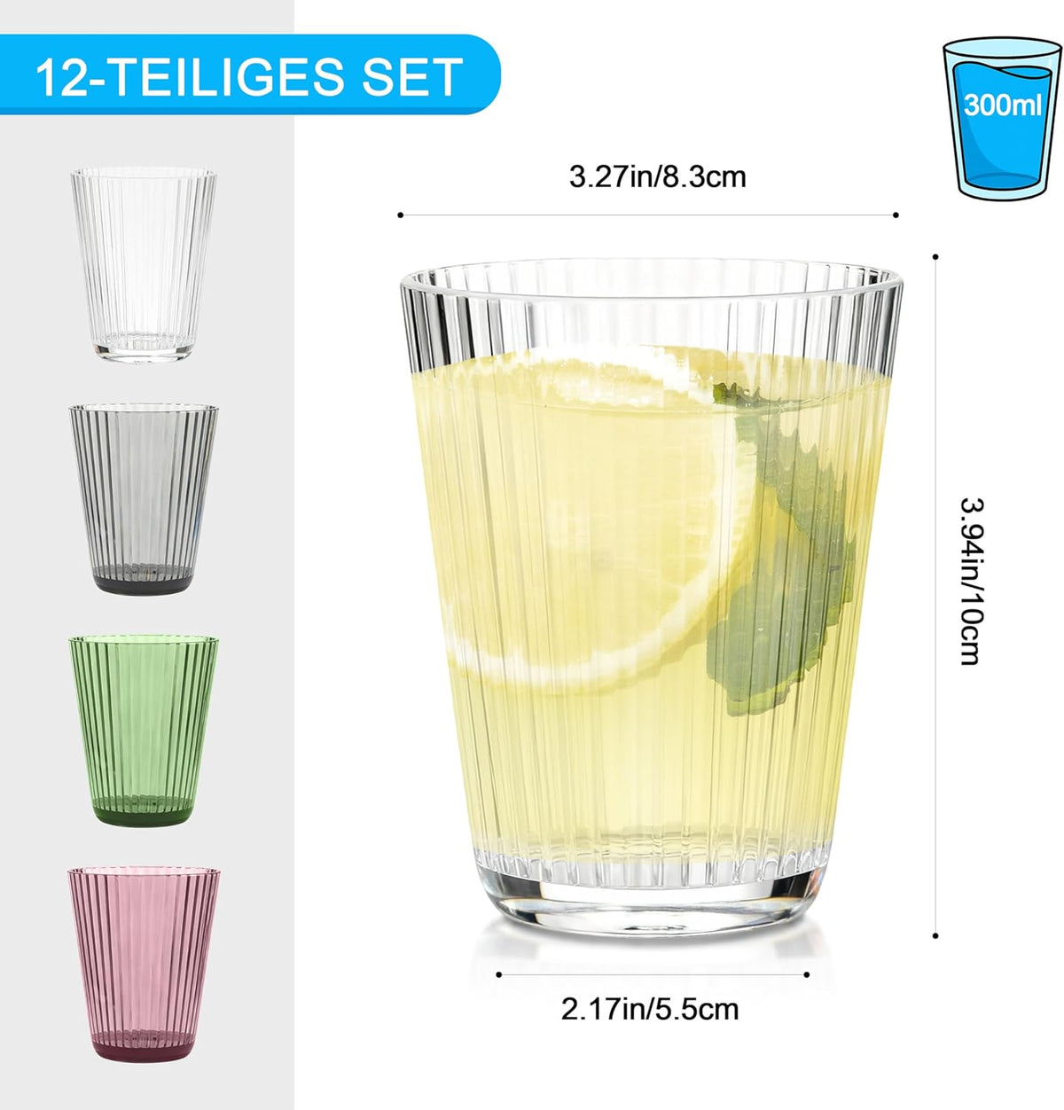 RIBELLI 12er-Set Kunststoffbecher Bunt – Ansicht 3