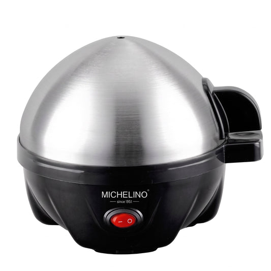 MICHELINO Eierkocher 7 Eier Schwarz – Edelstahl mit Gargradeinsteller & Summer