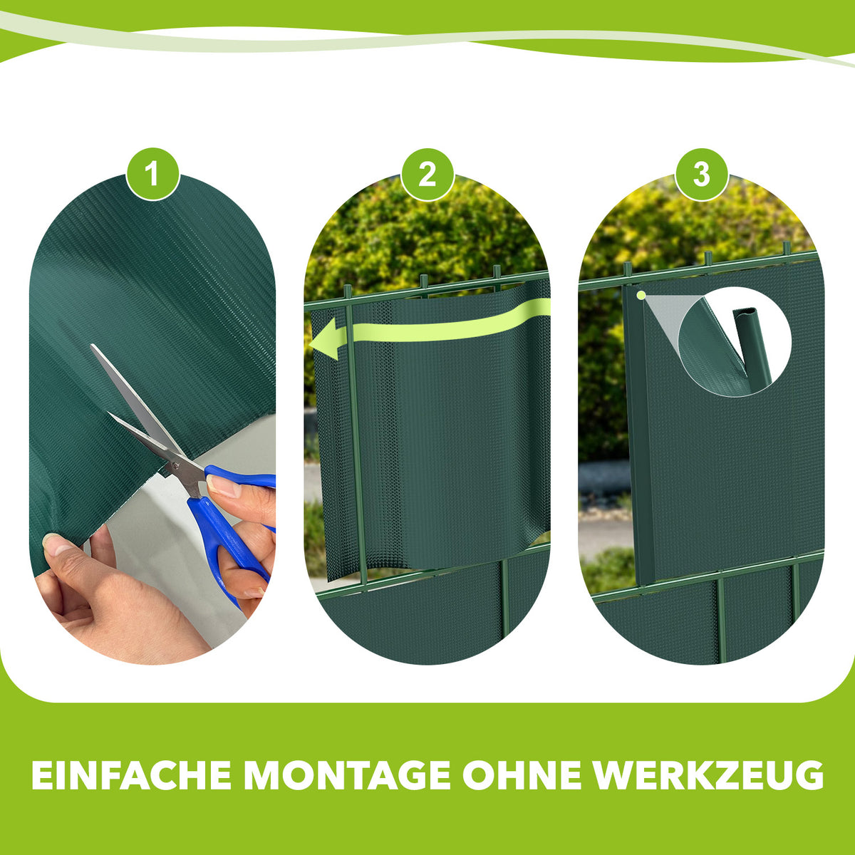 RIBELLI Sichtschutzstreifen 35 m × 19 cm – inkl. 30 Clips – Ansicht 4