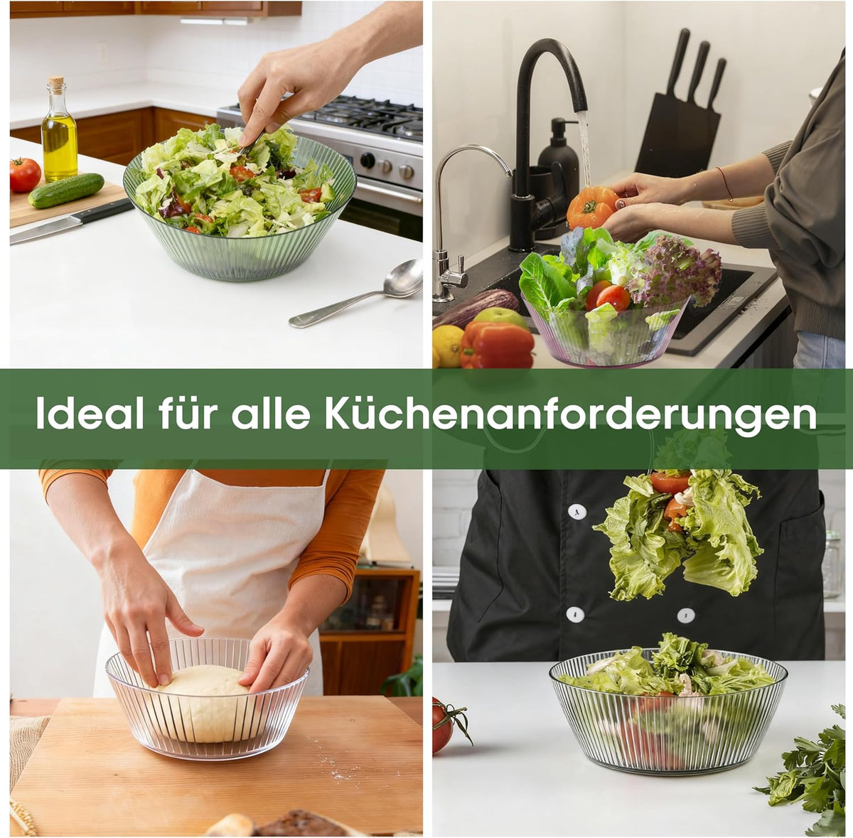 RIBELLI 4er-Set Salatschüsseln Kunststoff 2,5 l Ø 24 cm – Ansicht 5