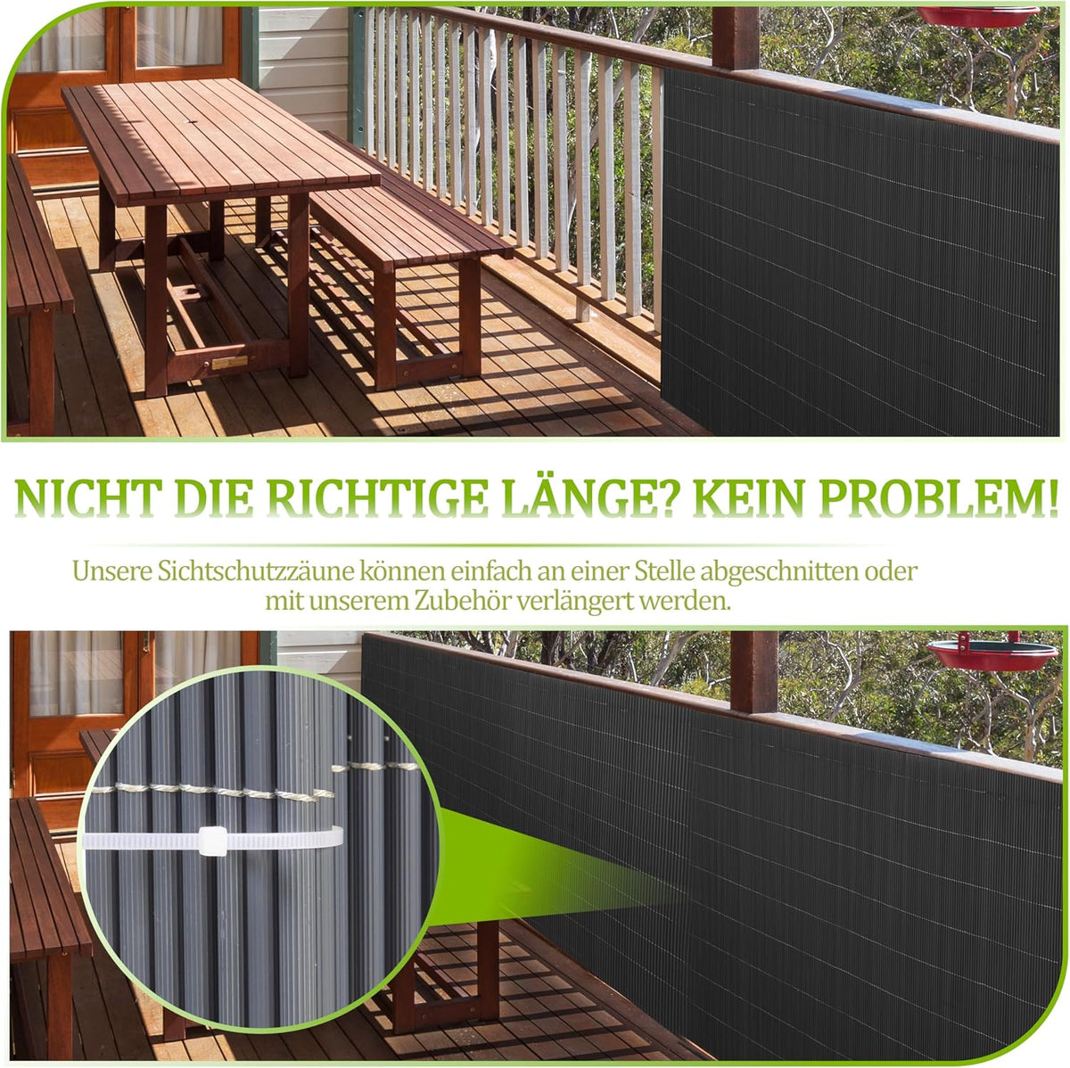 RIBELLI PVC Sichtschutzmatte Schwarz 80 × 300 cm – Bild 6