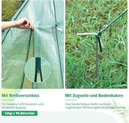 RIBELLI Foliengewächshaus mit Tür, Ø 160 × 180 cm, Tomatengewächshaus – Ansicht 8
