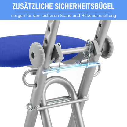 RIBELLI Bügelstuhl ergonomisch, klappbar, Blau – Ansicht 4