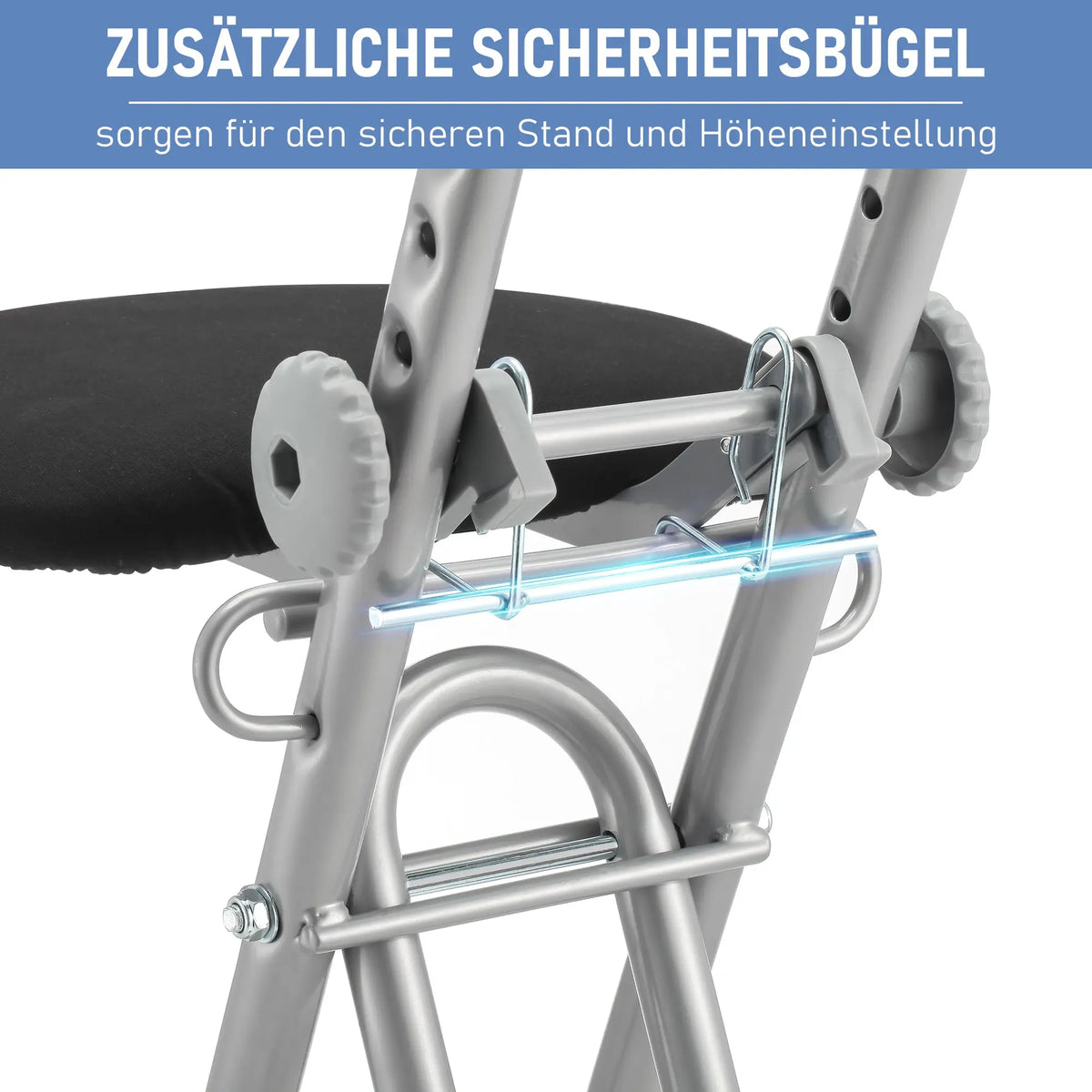 RIBELLI Bügelstuhl ergonomisch, klappbar, Schwarz – Ansicht 4