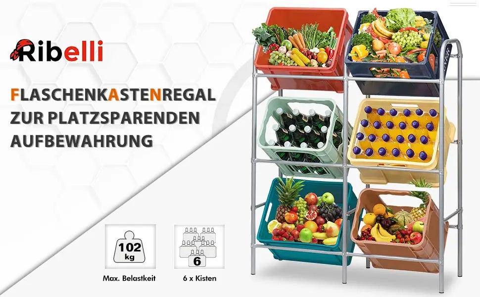 Kastenständer, für 6 Kisten, grau Ribelli