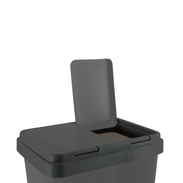RIBELLI Mülleimer mit 2 Fächern, 2 × 25 l, Anthrazit – Ansicht 3