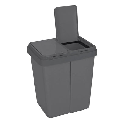 RIBELLI Mülleimer mit 2 Fächern, 2 × 25 l, Anthrazit