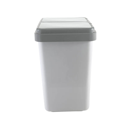 RIBELLI Mülleimer mit 2 Fächern, 2 × 25 l, Weiß mit grauem Deckel – Ansicht 2