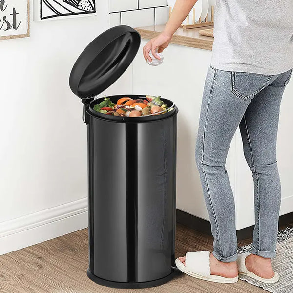 RIBELLI Mülleimer 30 l Edelstahl rund, Treteimer – Ansicht 5
