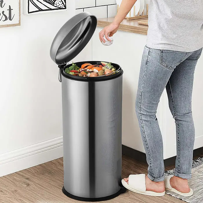 RIBELLI Mülleimer 30 l Edelstahl rund, Treteimer – Ansicht 6