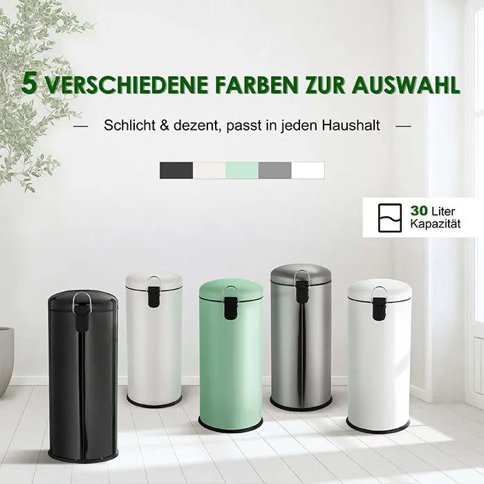 RIBELLI Mülleimer 30 l Edelstahl rund, Treteimer – Ansicht 8