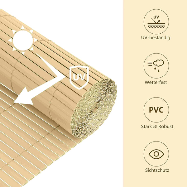 Ribelli® PVC Sichtschutzmatte Sichtschutzzaun Sichtschutz Zaun Balkon Bambus Ribelli