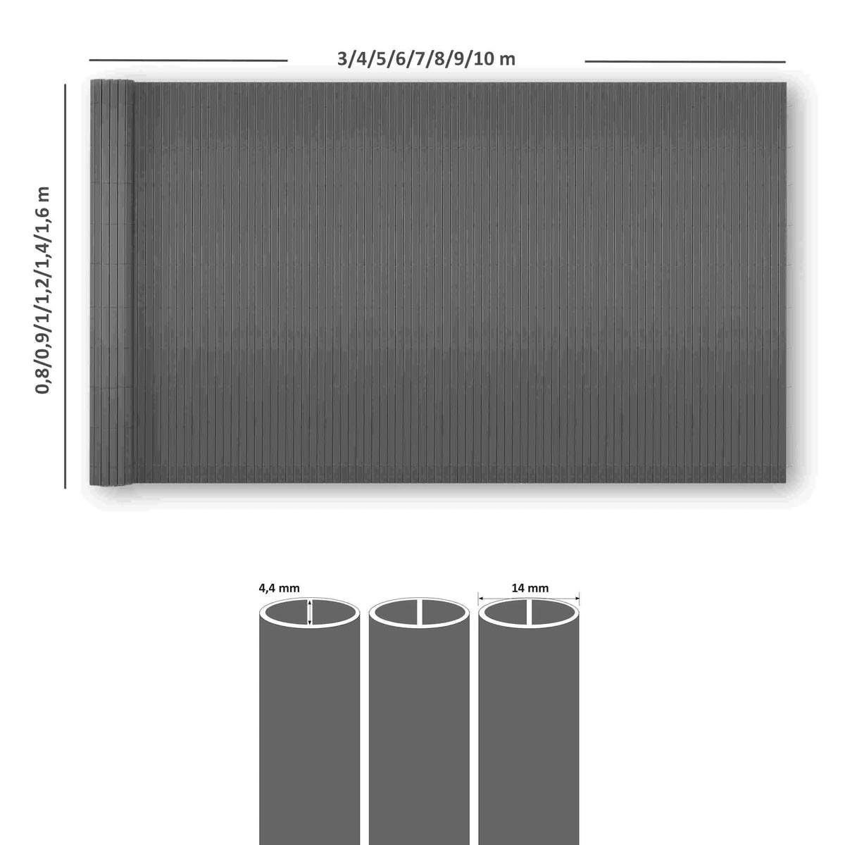 RIBELLI PVC Sichtschutzmatte mit Steg Anthrazit, extra stabil – Ansicht 8