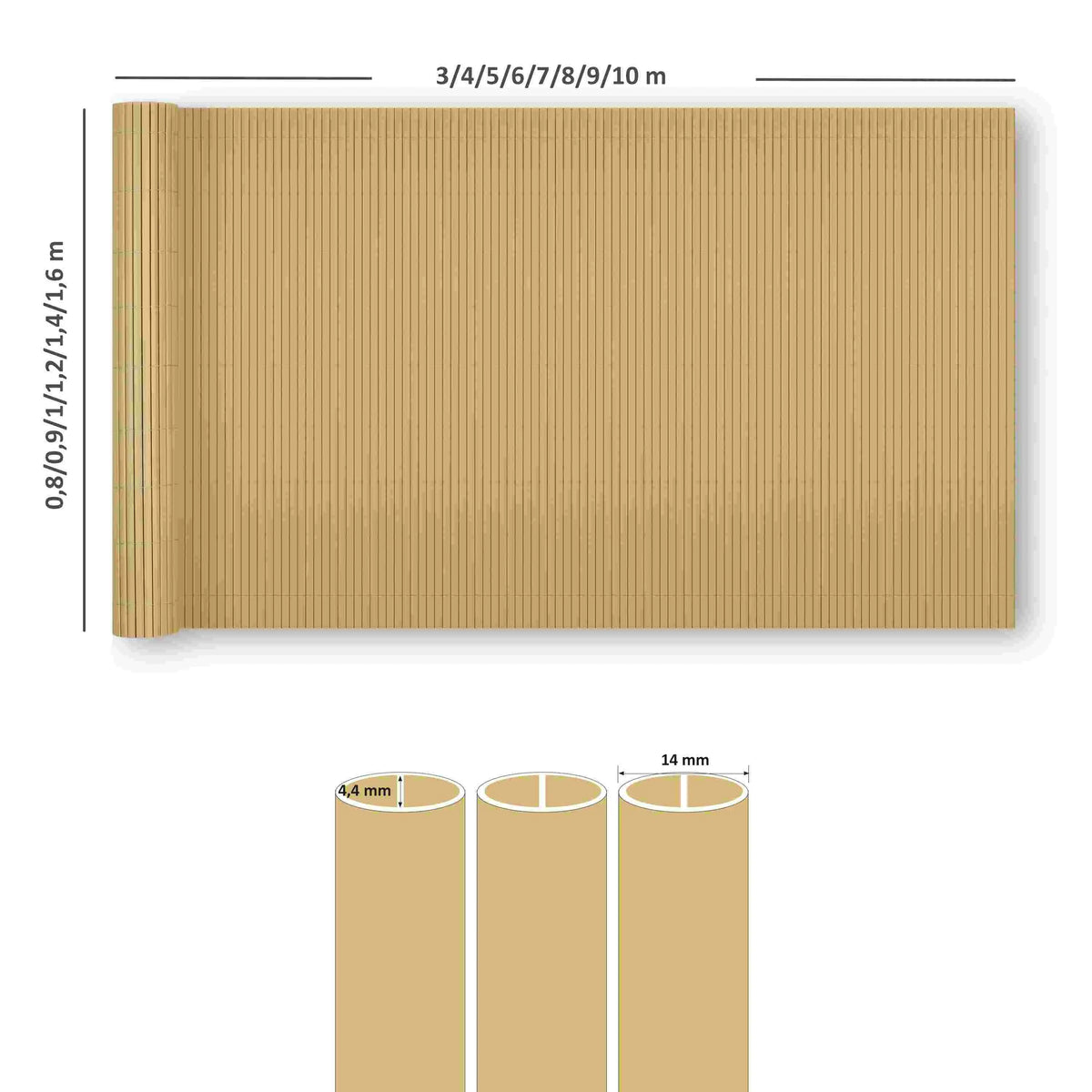 Ribelli® PVC Sichtschutzmatte mit Steg, extra stabil Sichtschutzzaun Sichtschutz Bambus Ribelli