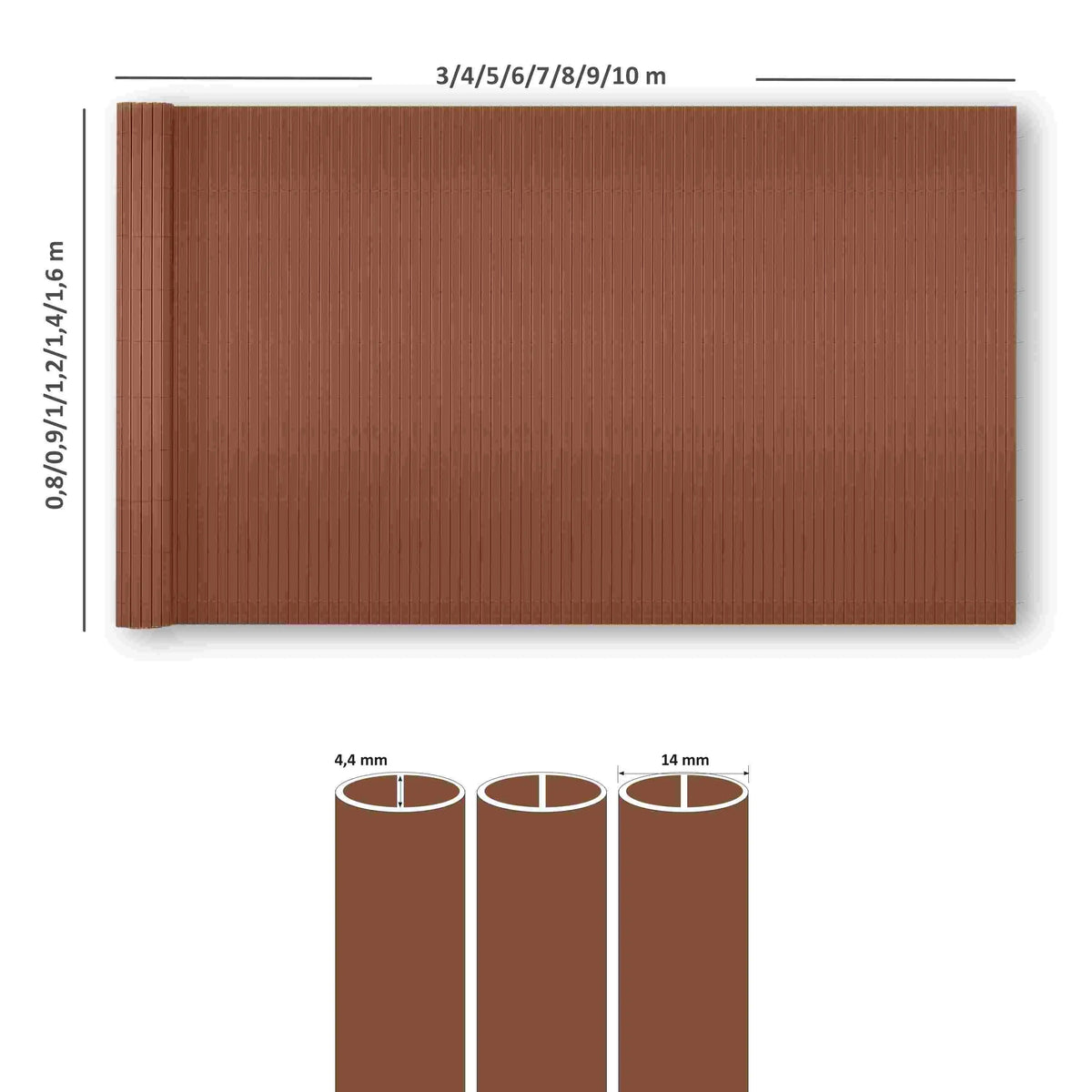 RIBELLI PVC Sichtschutzmatte mit Steg Braun, extra stabil – Ansicht 8