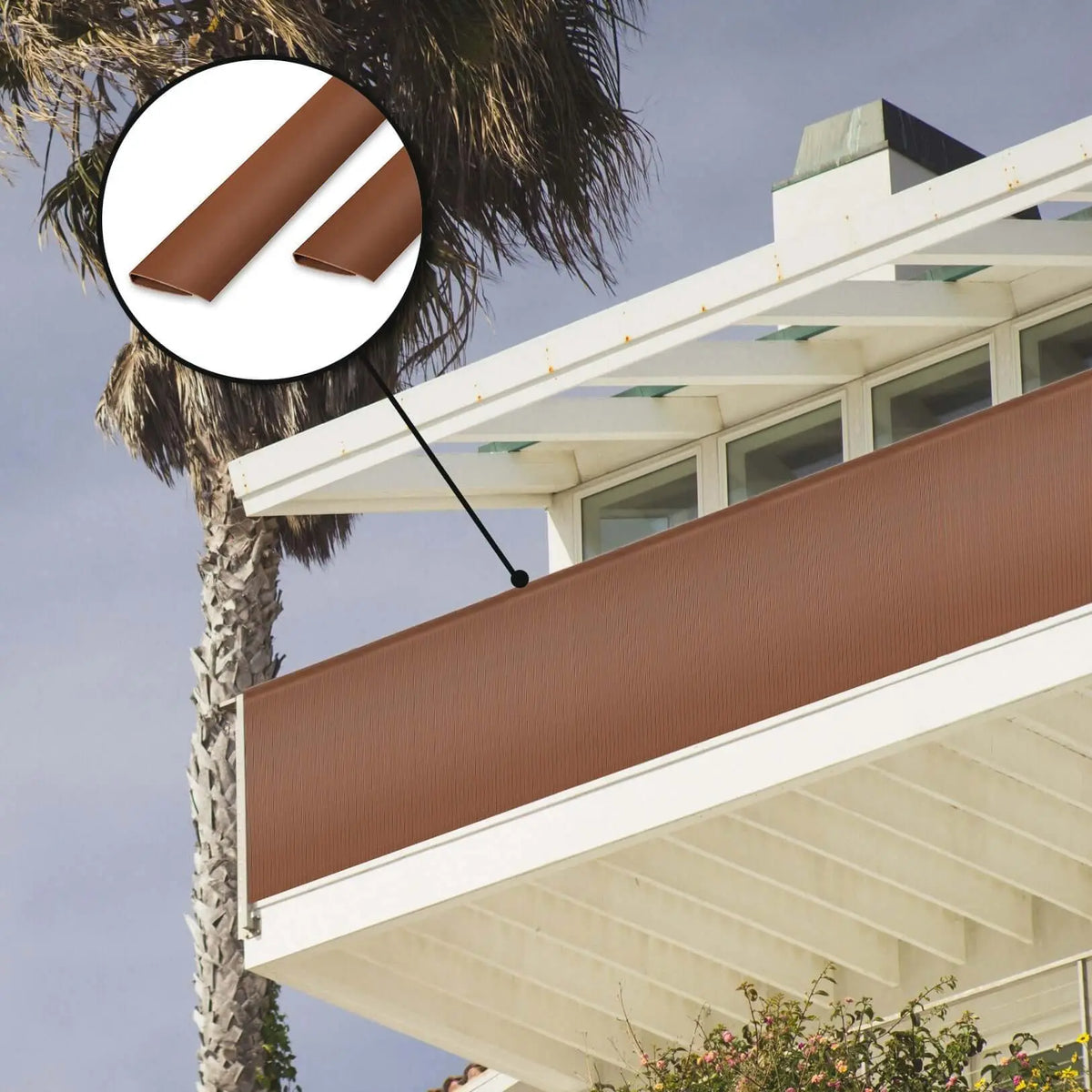 Ribelli®PVC Abschlussleiste Abdeckprofil Bedeckung Profile Sichtschutzmatte Sichtschutz braun Ribelli